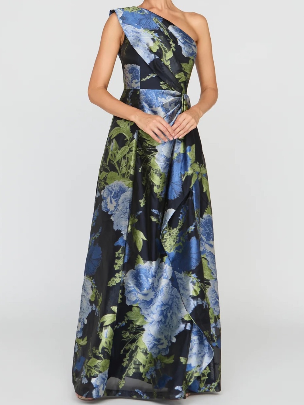 Kay Unger Daisy Gown Size 12 New Dark Twilight Multi Floral Jacquard